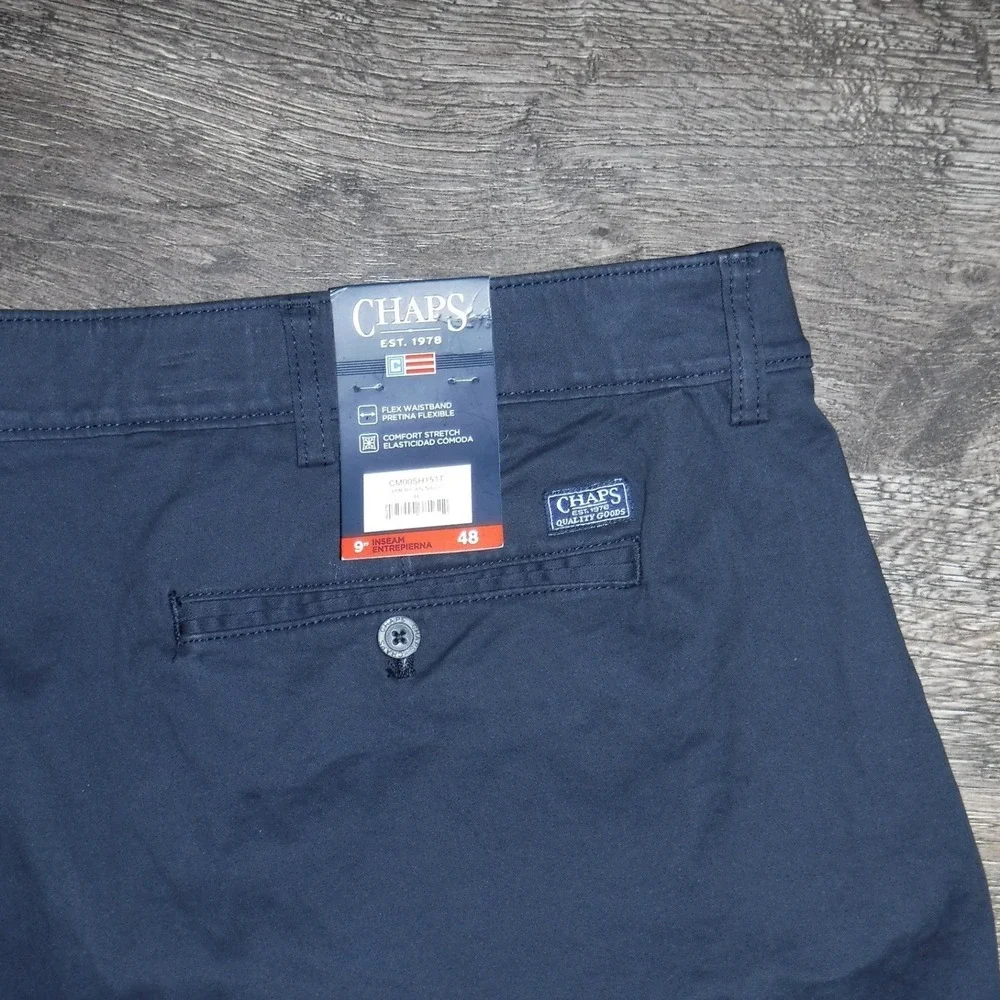 Chaps Big Tall Coastal Wash Flat Front‎ Shorts Navy Blue Size 48